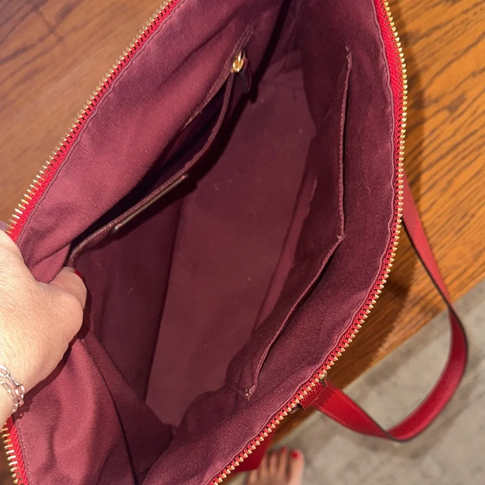 Coach Cherry Red Leather Tote - Picture 4 of 7